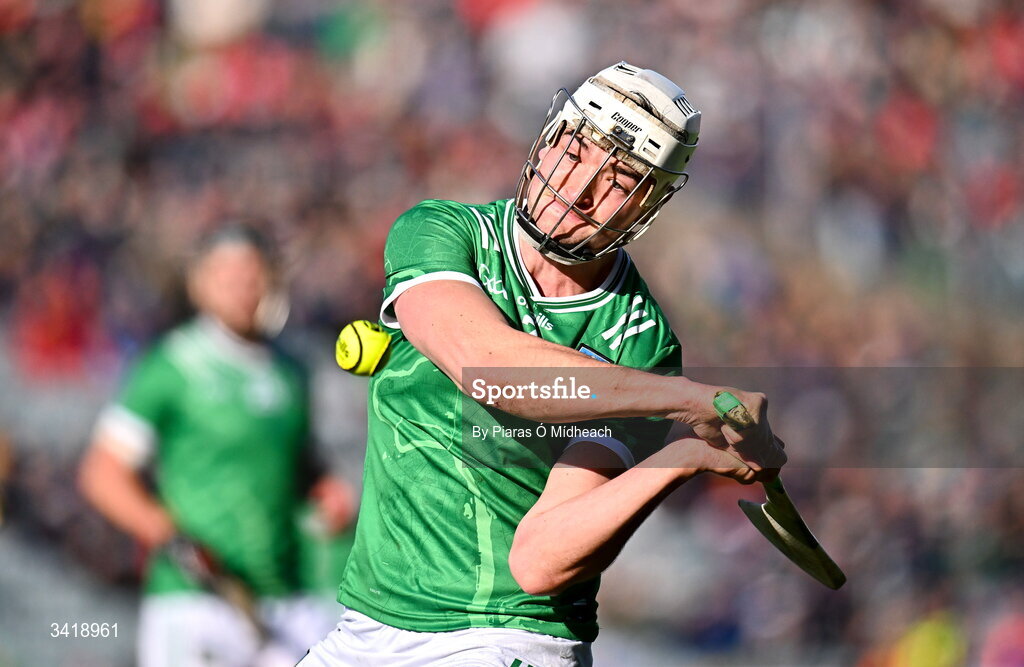 5 April 2026; Kyle Hayes of Limerick during the Allianz Hurling League Division 1A final match between Limerick and Cork at TUS Gaelic Grounds in Limerick. Photo by Piaras Ó Mídheach/Sportsfile