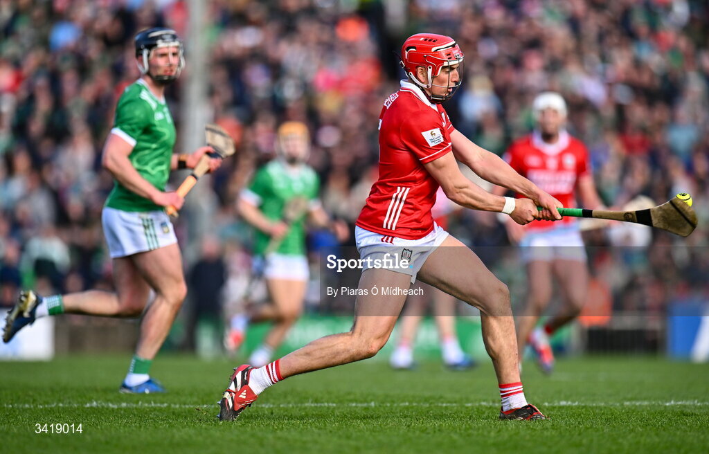 5 April 2026; Ciarán Joyce of Cork during the Allianz Hurling League Division 1A final match between Limerick and Cork at TUS Gaelic Grounds in Limerick. Photo by Piaras Ó Mídheach/Sportsfile