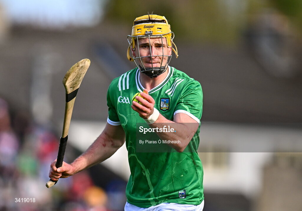 5 April 2026; Cathal O'Neill of Limerick during the Allianz Hurling League Division 1A final match between Limerick and Cork at TUS Gaelic Grounds in Limerick. Photo by Piaras Ó Mídheach/Sportsfile