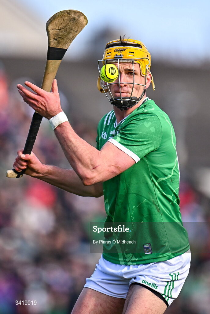 5 April 2026; Cathal O'Neill of Limerick during the Allianz Hurling League Division 1A final match between Limerick and Cork at TUS Gaelic Grounds in Limerick. Photo by Piaras Ó Mídheach/Sportsfile