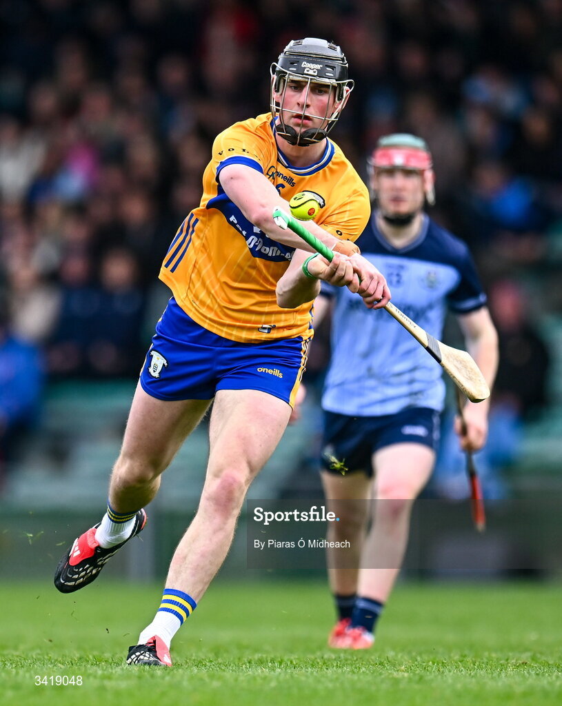 5 April 2026; Niall O'Farrell of Clare during the Allianz Hurling League Division 1B final match between Clare and Dublin at TUS Gaelic Grounds in Limerick. Photo by Piaras Ó Mídheach/Sportsfile