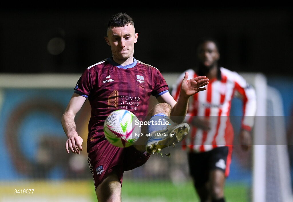 3 April 2026; Lee Devitt of Galway United during the SSE Airtricity Men's Premier Division match between Galway United and Derry City at Eamonn Deacy Park in Galway. Photo by Stephen McCarthy/Sportsfile
