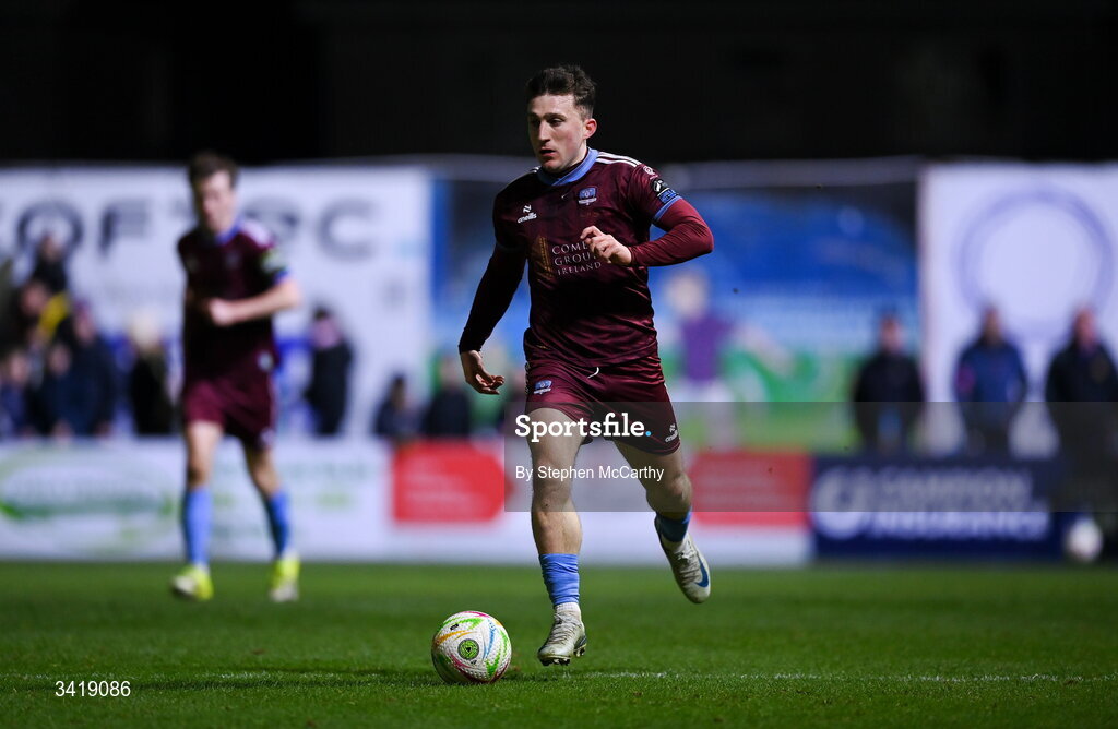 3 April 2026; Ed McCarthy of Galway United during the SSE Airtricity Men's Premier Division match between Galway United and Derry City at Eamonn Deacy Park in Galway. Photo by Stephen McCarthy/Sportsfile