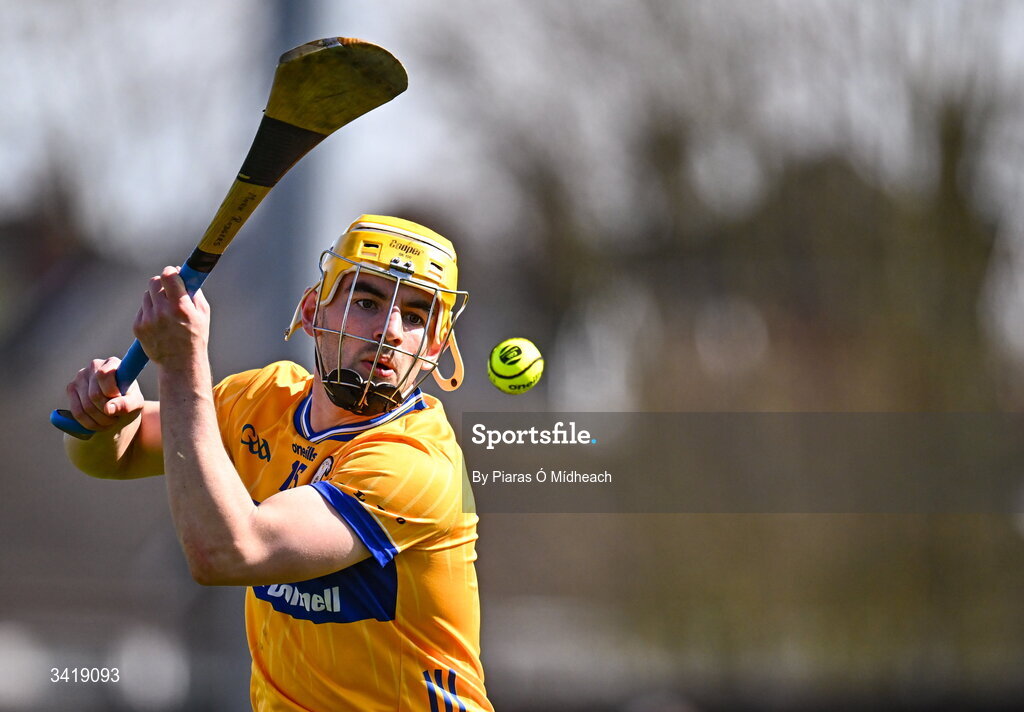 5 April 2026; Mark Rodgers of Clare takes a free during the Allianz Hurling League Division 1B final match between Clare and Dublin at TUS Gaelic Grounds in Limerick. Photo by Piaras Ó Mídheach/Sportsfile