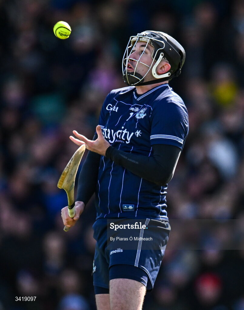 5 April 2026; Dublin goalkeeper Seán Brennan during the Allianz Hurling League Division 1B final match between Clare and Dublin at TUS Gaelic Grounds in Limerick. Photo by Piaras Ó Mídheach/Sportsfile