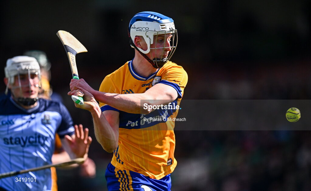 5 April 2026; Diarmuid Ryan of Clare during the Allianz Hurling League Division 1B final match between Clare and Dublin at TUS Gaelic Grounds in Limerick. Photo by Piaras Ó Mídheach/Sportsfile