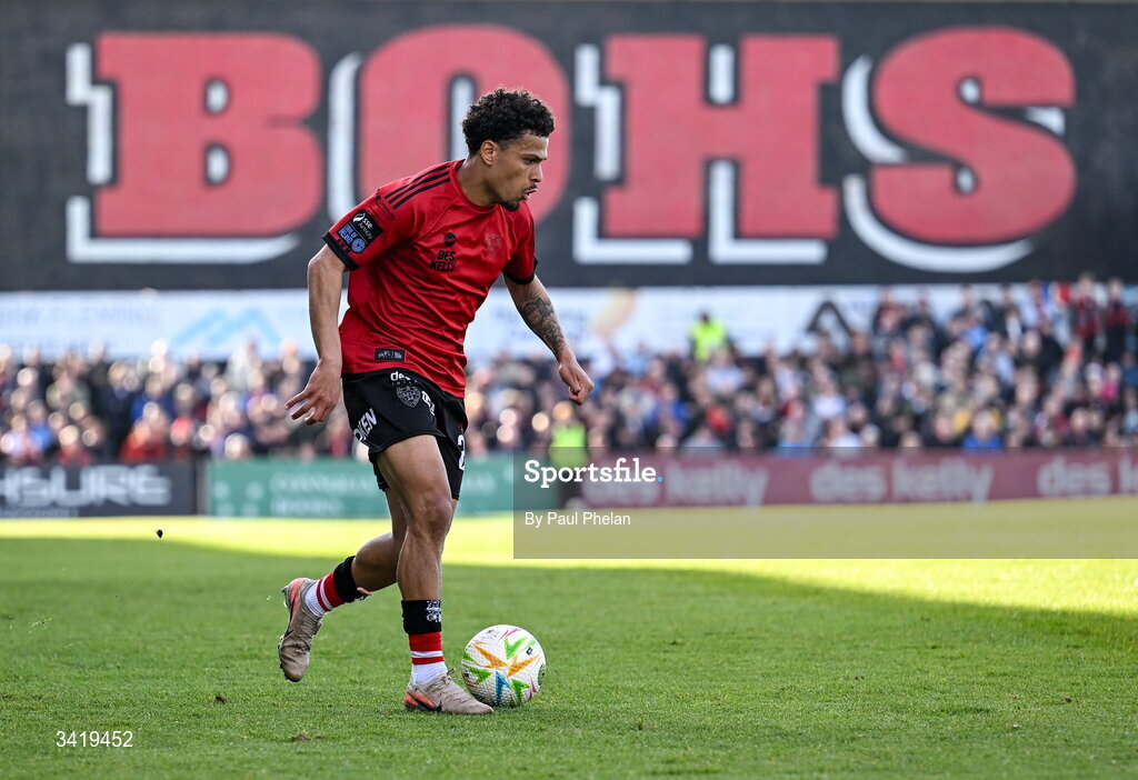 6 April 2026; Zane Myers of Bohemians during the SSE Airtricity Men's Premier Division match between Bohemians and Waterford at Dalymount Park in Dublin. Photo by Paul Phelan/Sportsfile