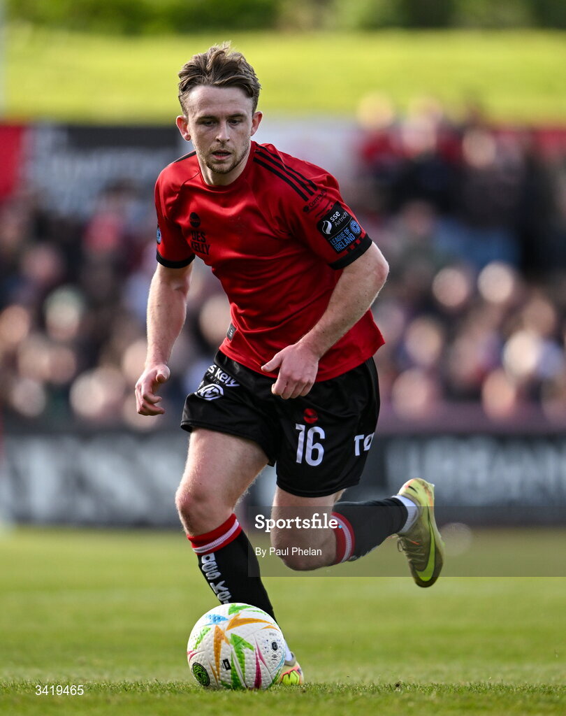 6 April 2026; Darragh Power of Bohemians during the SSE Airtricity Men's Premier Division match between Bohemians and Waterford at Dalymount Park in Dublin. Photo by Paul Phelan/Sportsfile
