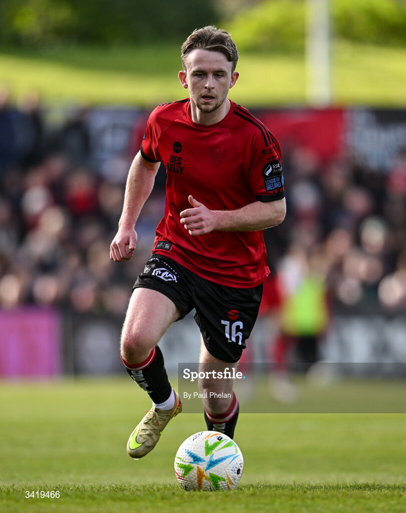 6 April 2026; Darragh Power of Bohemians during the SSE Airtricity Men's Premier Division match between Bohemians and Waterford at Dalymount Park in Dublin. Photo by Paul Phelan/Sportsfile