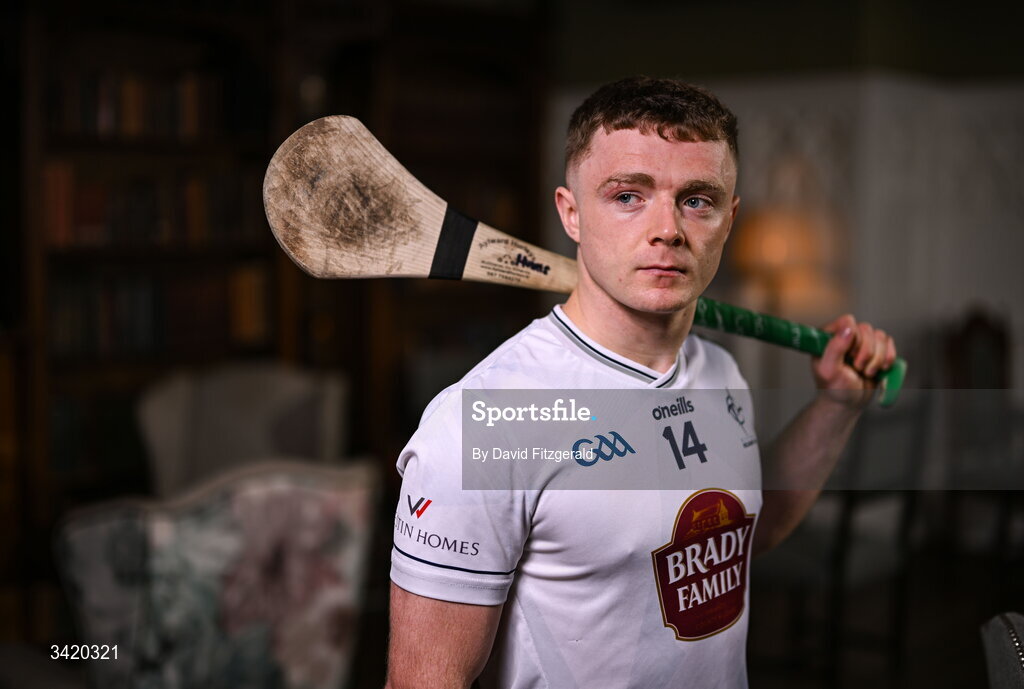 9 April 2026; Muiris Curtin of Kildare pictured at the launch of the 2026 Leinster GAA Senior Hurling Championship at The Kinnitty Castle Hotel in Kinnitty, Offaly. Photo by David Fitzgerald/Sportsfile