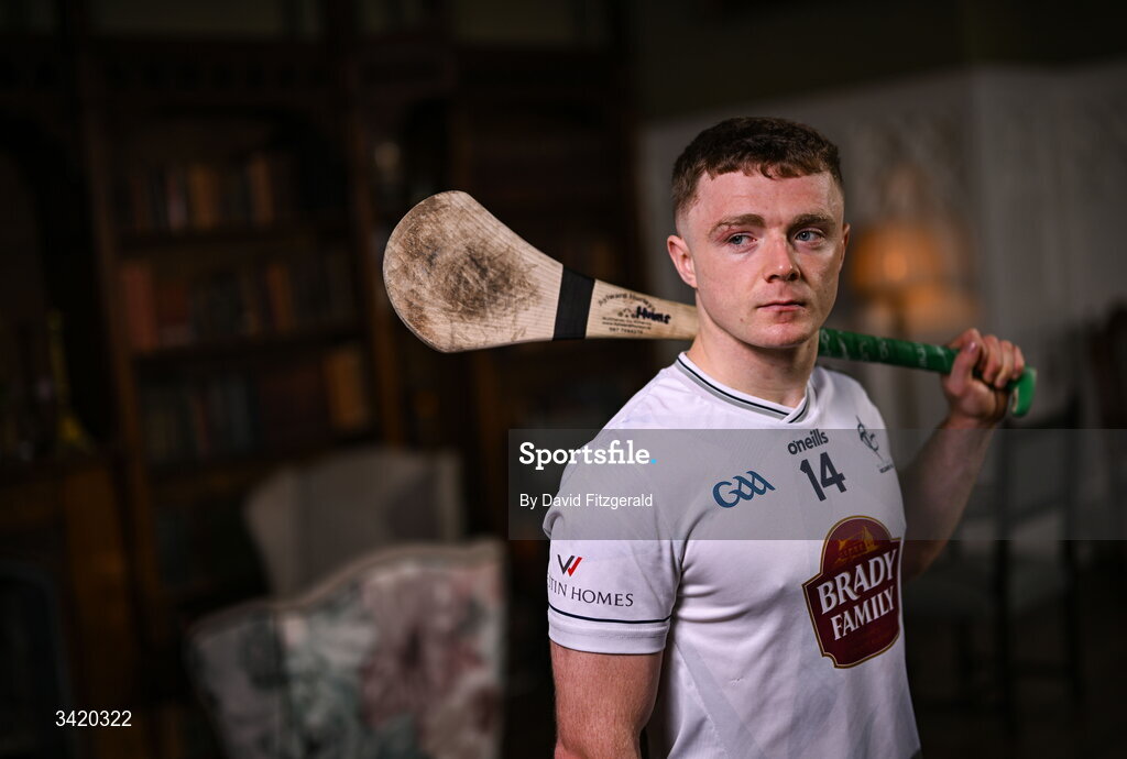 9 April 2026; Muiris Curtin of Kildare pictured at the launch of the 2026 Leinster GAA Senior Hurling Championship at The Kinnitty Castle Hotel in Kinnitty, Offaly. Photo by David Fitzgerald/Sportsfile