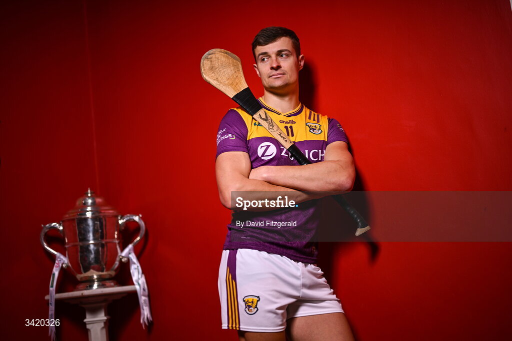 9 April 2026; Jack O'Connor of Wexford pictured at the launch of the 2026 Leinster GAA Senior Hurling Championship at The Kinnitty Castle Hotel in Kinnitty, Offaly. Photo by David Fitzgerald/Sportsfile