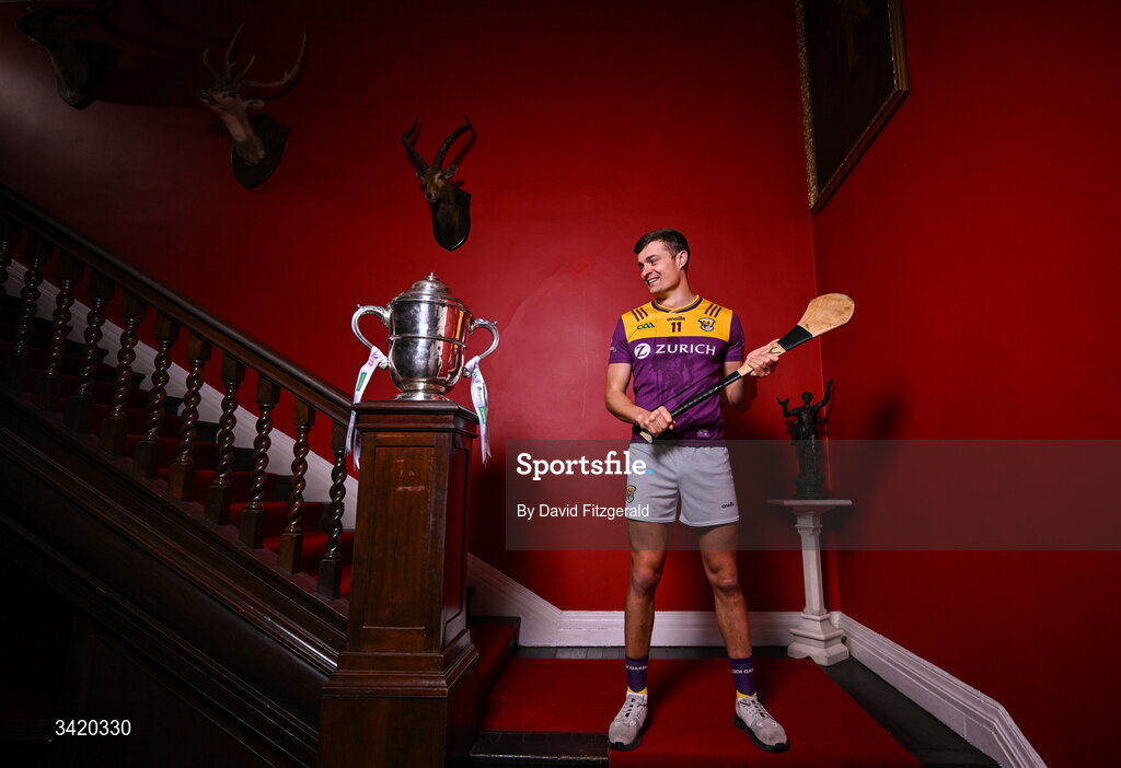 9 April 2026; Jack O'Connor of Wexford pictured at the launch of the 2026 Leinster GAA Senior Hurling Championship at The Kinnitty Castle Hotel in Kinnitty, Offaly. Photo by David Fitzgerald/Sportsfile