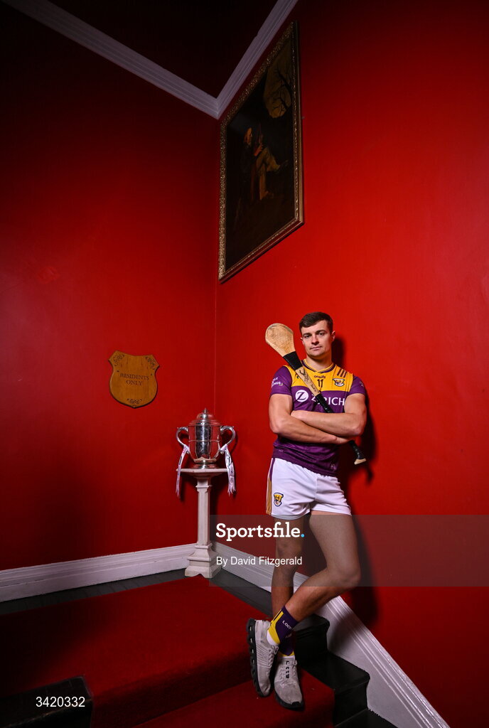 9 April 2026; Jack O'Connor of Wexford pictured at the launch of the 2026 Leinster GAA Senior Hurling Championship at The Kinnitty Castle Hotel in Kinnitty, Offaly. Photo by David Fitzgerald/Sportsfile