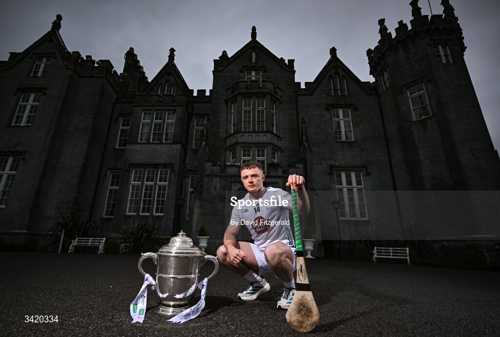 9 April 2026; Muiris Curtin of Kildare pictured at the launch of the 2026 Leinster GAA Senior Hurling Championship at The Kinnitty Castle Hotel in Kinnitty, Offaly. Photo by David Fitzgerald/Sportsfile