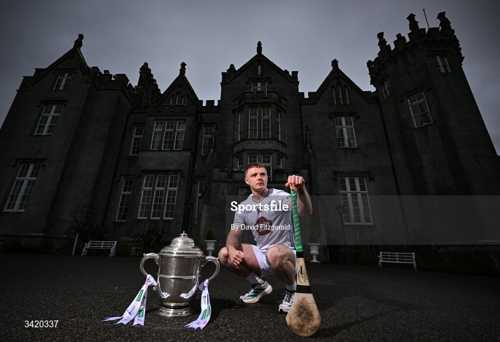 9 April 2026; Muiris Curtin of Kildare pictured at the launch of the 2026 Leinster GAA Senior Hurling Championship at The Kinnitty Castle Hotel in Kinnitty, Offaly. Photo by David Fitzgerald/Sportsfile