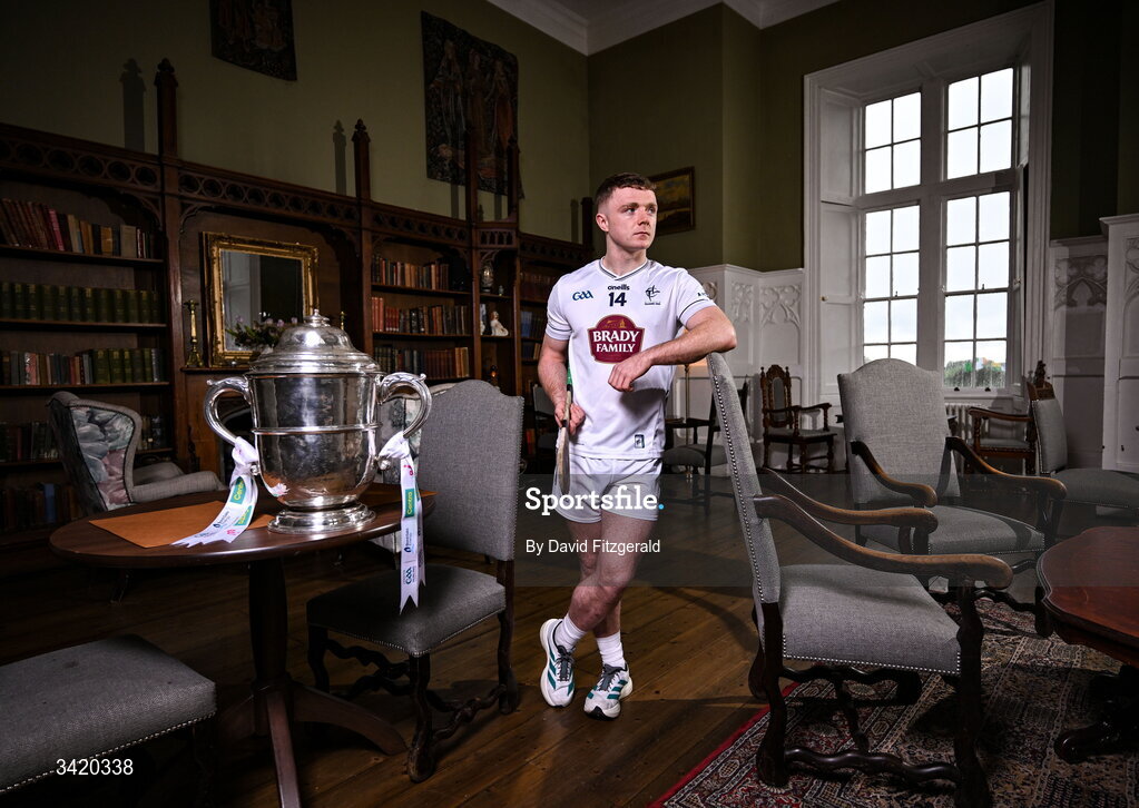 9 April 2026; Muiris Curtin of Kildare pictured at the launch of the 2026 Leinster GAA Senior Hurling Championship at The Kinnitty Castle Hotel in Kinnitty, Offaly. Photo by David Fitzgerald/Sportsfile