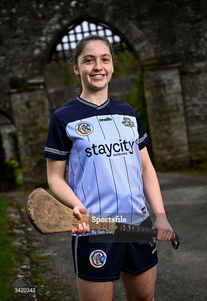 9 April 2026; Aisling O'Neill of Dublin pictured at the launch of the 2026 Leinster GAA Senior Camogie Championship, at The Kinnitty Castle Hotel in Kinnitty, Offaly. Photo by Seb Daly/Sportsfile