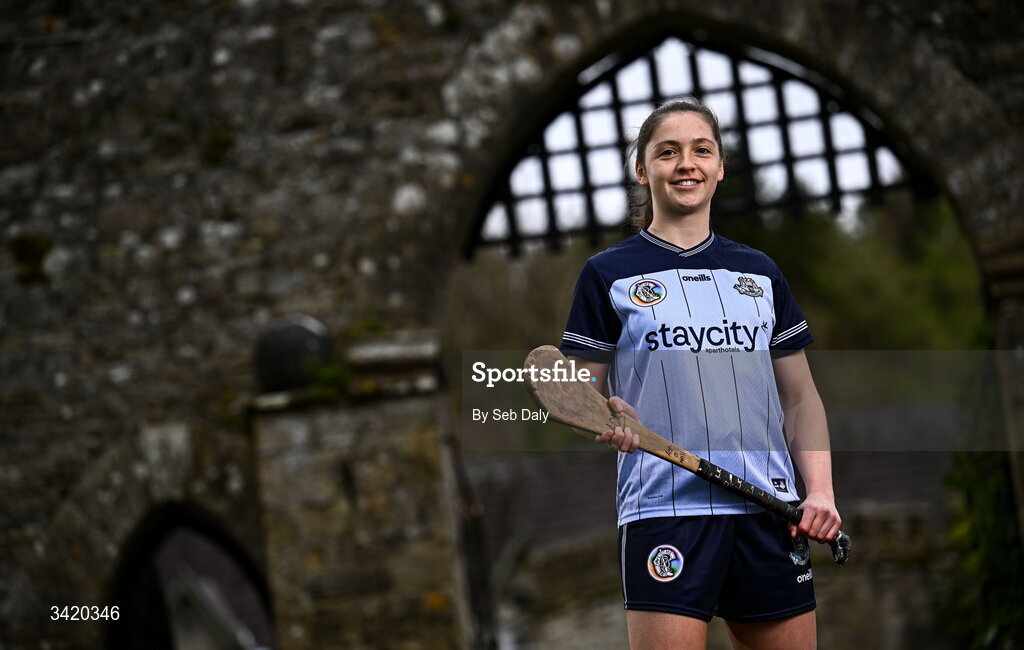9 April 2026; Aisling O'Neill of Dublin pictured at the launch of the 2026 Leinster GAA Senior Camogie Championship, at The Kinnitty Castle Hotel in Kinnitty, Offaly. Photo by Seb Daly/Sportsfile