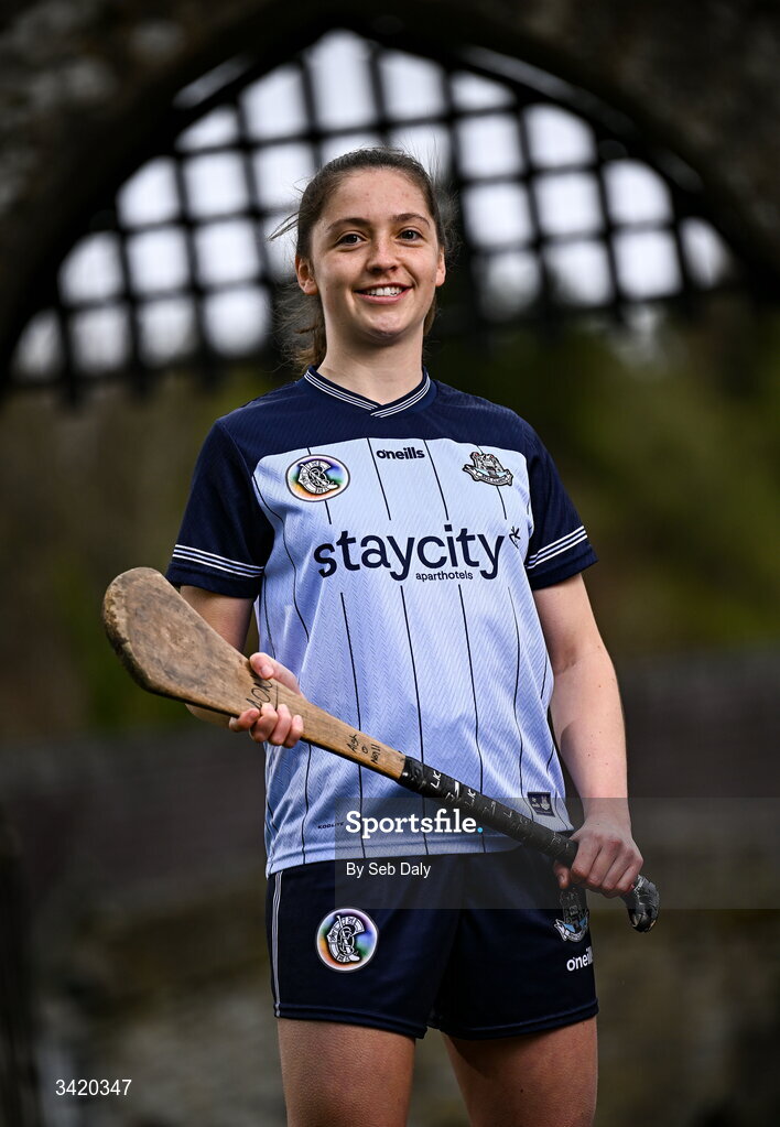 9 April 2026; Aisling O'Neill of Dublin pictured at the launch of the 2026 Leinster GAA Senior Camogie Championship, at The Kinnitty Castle Hotel in Kinnitty, Offaly. Photo by Seb Daly/Sportsfile