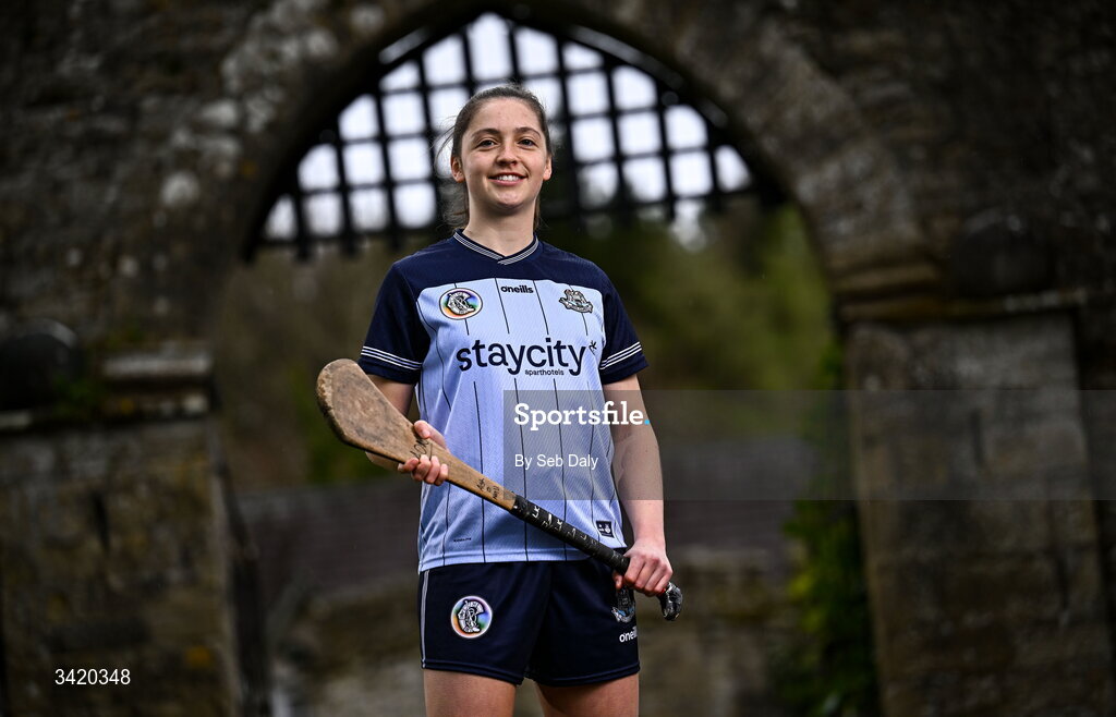 9 April 2026; Aisling O'Neill of Dublin pictured at the launch of the 2026 Leinster GAA Senior Camogie Championship, at The Kinnitty Castle Hotel in Kinnitty, Offaly. Photo by Seb Daly/Sportsfile