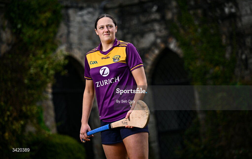 9 April 2026; Keeva Steadmond of Wexford pictured at the launch of the 2026 Leinster GAA Senior Camogie Championship, at The Kinnitty Castle Hotel in Kinnitty, Offaly. Photo by Seb Daly/Sportsfile