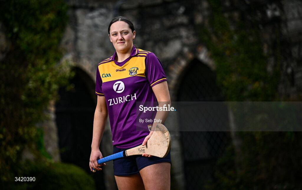 9 April 2026; Keeva Steadmond of Wexford pictured at the launch of the 2026 Leinster GAA Senior Camogie Championship, at The Kinnitty Castle Hotel in Kinnitty, Offaly. Photo by Seb Daly/Sportsfile