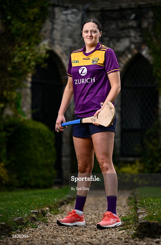 9 April 2026; Keeva Steadmond of Wexford pictured at the launch of the 2026 Leinster GAA Senior Camogie Championship, at The Kinnitty Castle Hotel in Kinnitty, Offaly. Photo by Seb Daly/Sportsfile