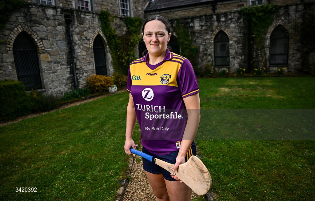 9 April 2026; Keeva Steadmond of Wexford pictured at the launch of the 2026 Leinster GAA Senior Camogie Championship, at The Kinnitty Castle Hotel in Kinnitty, Offaly. Photo by Seb Daly/Sportsfile