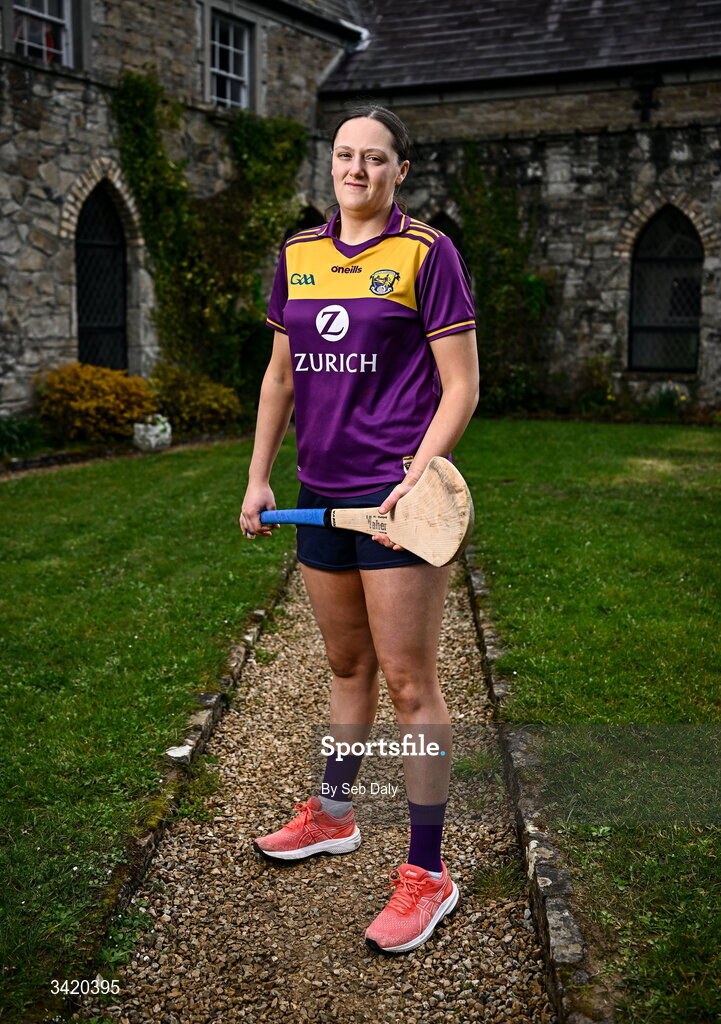 9 April 2026; Keeva Steadmond of Wexford pictured at the launch of the 2026 Leinster GAA Senior Camogie Championship, at The Kinnitty Castle Hotel in Kinnitty, Offaly. Photo by Seb Daly/Sportsfile