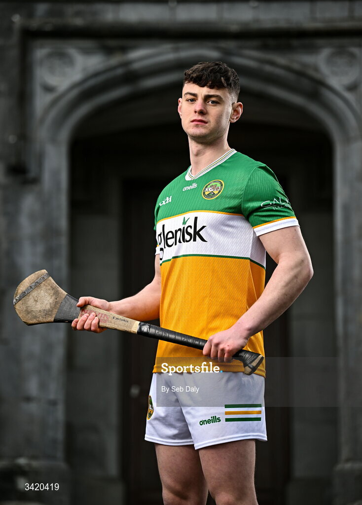 9 April 2026; Charlie Mitchell of Offaly pictured at the launch of the 2026 Leinster GAA Senior Hurling Championship, at The Kinnitty Castle Hotel in Kinnitty, Offaly. Photo by Seb Daly/Sportsfile