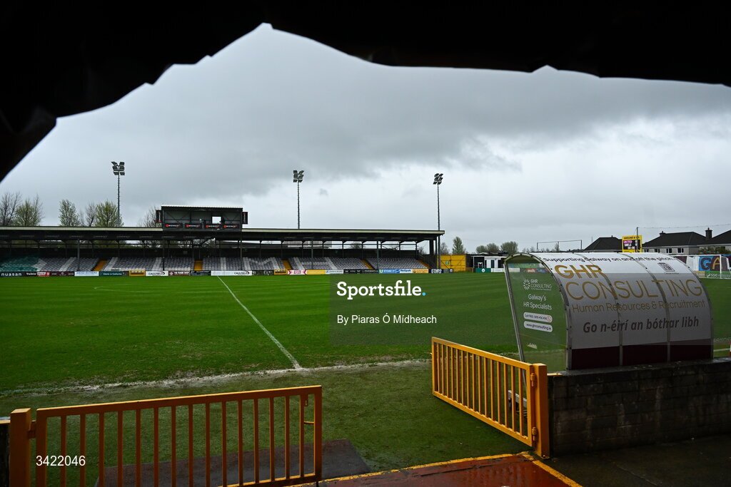 10 April 2026; A general view before the SSE Airtricity Men's Premier Division match between Galway United and Shelbourne at Eamonn Deacy Park in Galway. Photo by Piaras Ó Mídheach/Sportsfile
