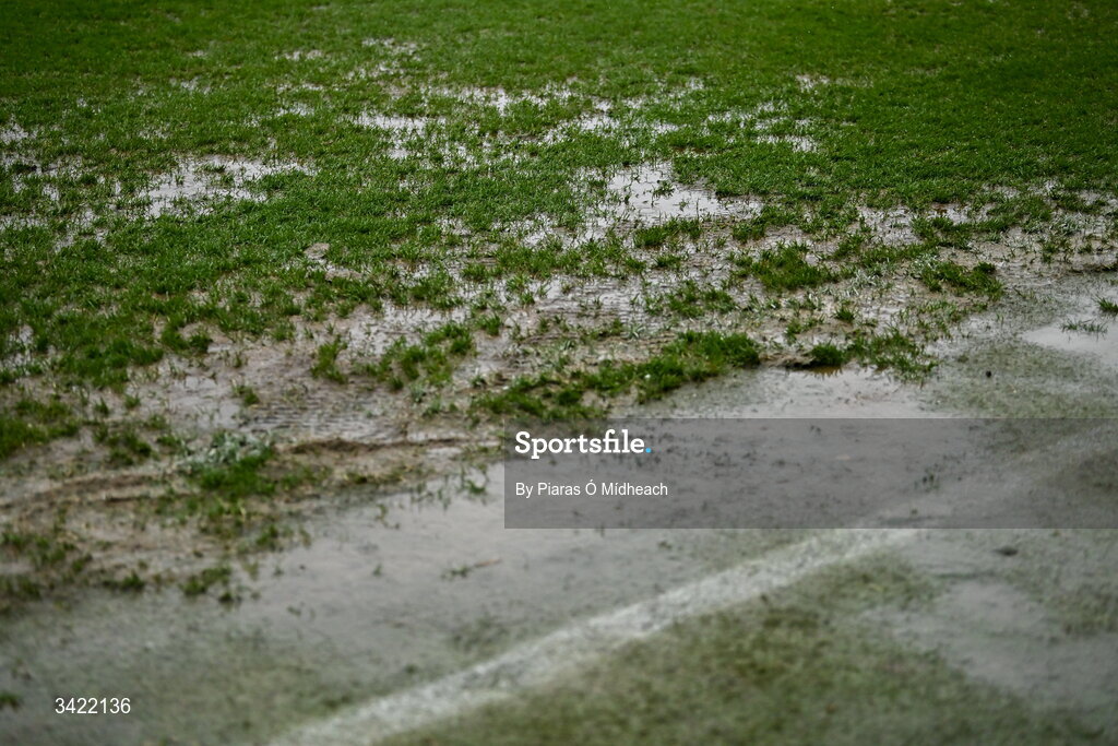 10 April 2026; A general view of the pitch, near one of the dug-outs, before the SSE Airtricity Men's Premier Division match between Galway United and Shelbourne at Eamonn Deacy Park in Galway. Photo by Piaras Ó Mídheach/Sportsfile