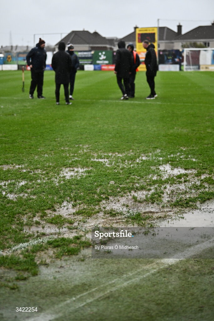 10 April 2026; A general view of the pitch, near one of the dug-outs, before the SSE Airtricity Men's Premier Division match between Galway United and Shelbourne at Eamonn Deacy Park in Galway. Photo by Piaras Ó Mídheach/Sportsfile