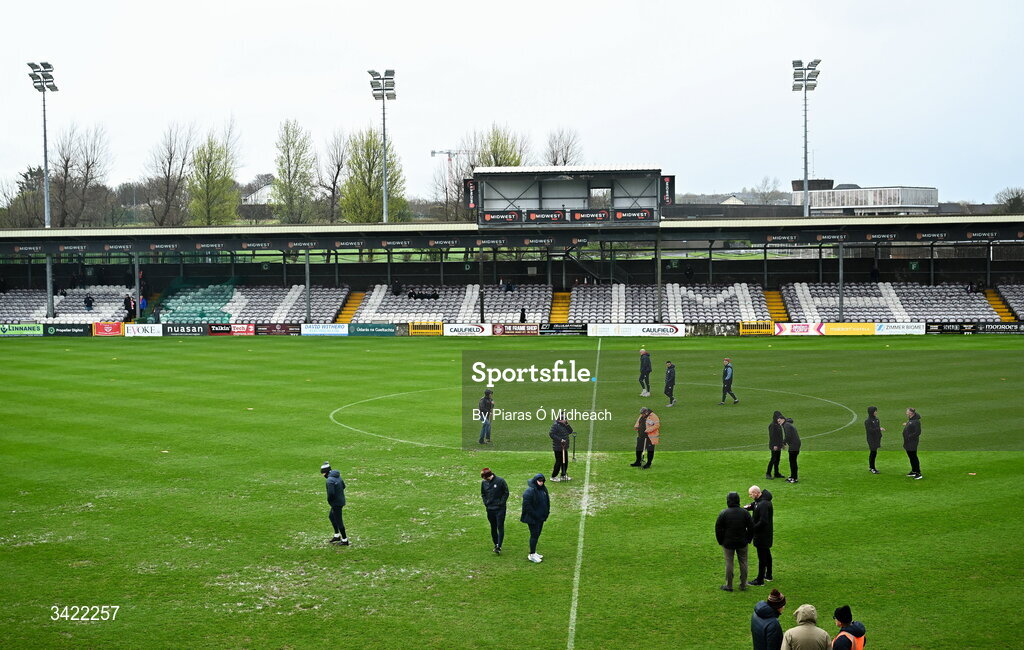 10 April 2026; A general view of the pitch before the SSE Airtricity Men's Premier Division match between Galway United and Shelbourne at Eamonn Deacy Park in Galway. Photo by Piaras Ó Mídheach/Sportsfile