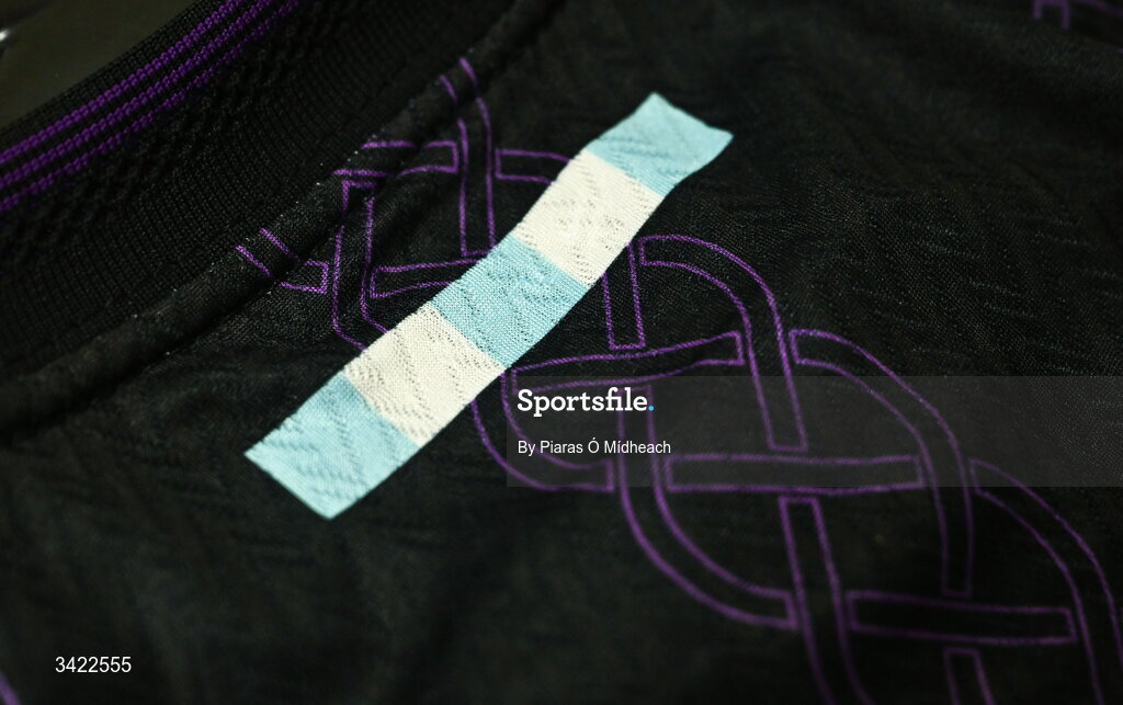 10 April 2026; A general view of Galway United jersey, their third kit in tribute to the late Ollie Horgan, former Galway United assistant manager, before the SSE Airtricity Men's Premier Division match between Galway United and Shelbourne at Eamonn Deacy Park in Galway. Photo by Piaras Ó Mídheach/Sportsfile