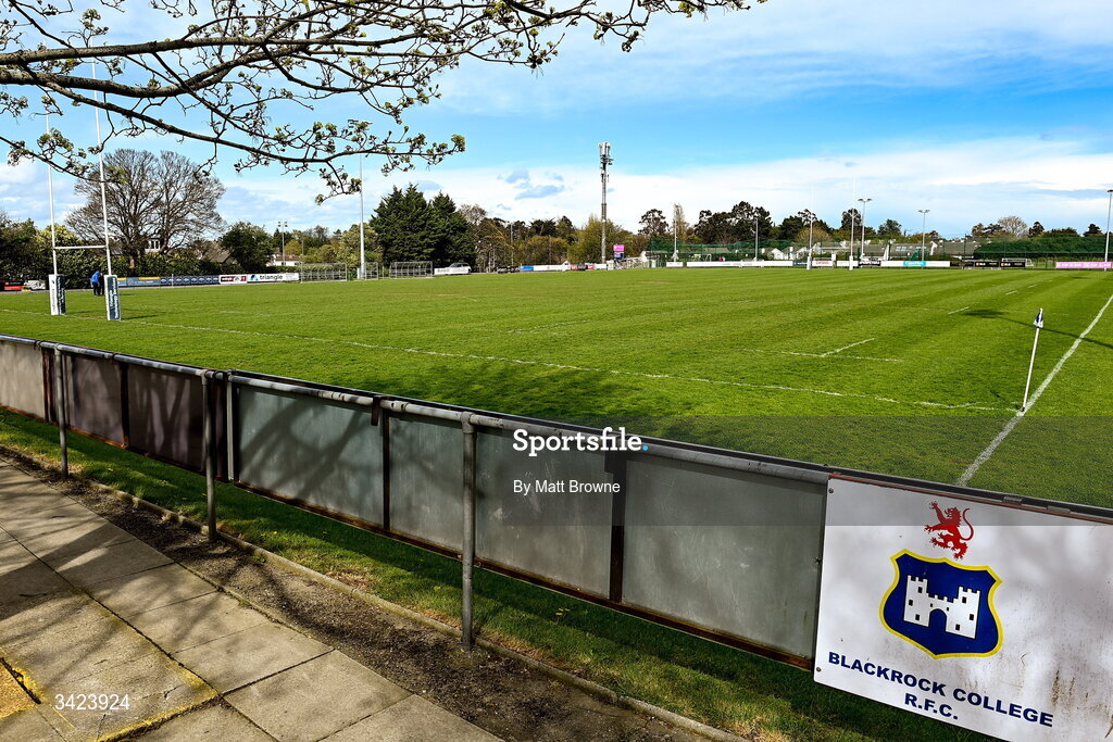 11 April 2026; General view of Blackrock College before the Energia Women's All-Ireland League semi-final match between Blackrock College and Railway Union at Stradbrook Road in Dublin. Photo by Matt Browne/Sportsfile