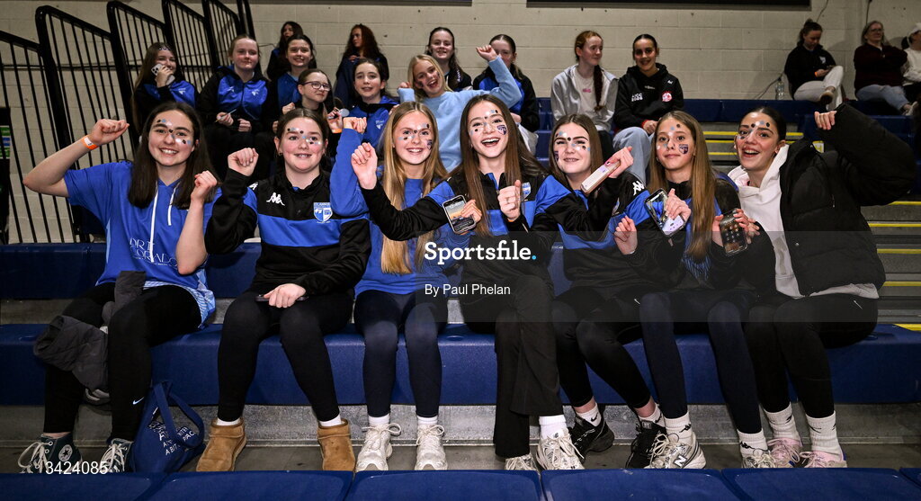 12 April 2026; UCC Glanmire supporters before the Basketball Ireland Women's Superleague final match between Trinity Meteors and UCC Glanmire at the National Basketball Arena in Tallaght, Dublin. Photo by Paul Phelan/Sportsfile
