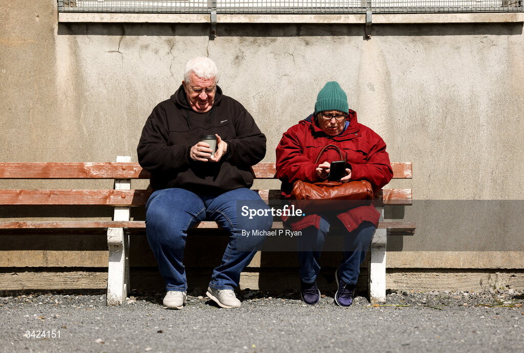 12 April 2026; Kevin and Jackie Brennan from Rathgormack relax before the Munster GAA Football Senior Championship quarter-final match between Waterford and Tipperary at Cappoquin Logistics Fraher Field in Waterford. Photo by Michael P Ryan/Sportsfile