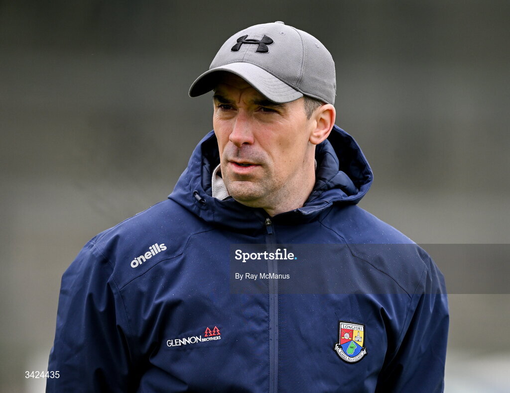 12 April 2026; Longford manager Mike Solan before the Leinster GAA Football Senior Championship Round 1 match between Longford and Westmeath at Glennon Bros Pearse Park in Longford. Photo by Ray McManus/Sportsfile
