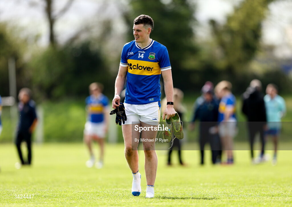 12 April 2026; Sean O'Connor of Tipperary after his side's victory in the Munster GAA Football Senior Championship quarter-final match between Waterford and Tipperary at Cappoquin Logistics Fraher Field in Waterford. Photo by Michael P Ryan/Sportsfile
