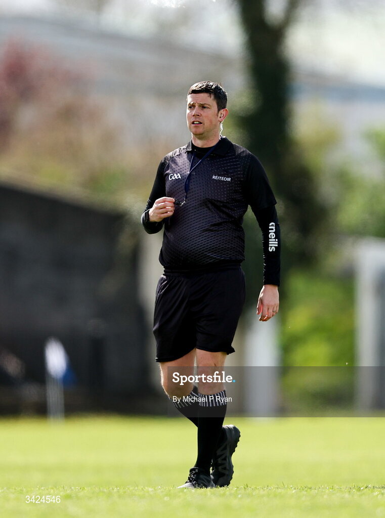 12 April 2026; Referee Barry Tiernan during the Munster GAA Football Senior Championship quarter-final match between Waterford and Tipperary at Cappoquin Logistics Fraher Field in Waterford. Photo by Michael P Ryan/Sportsfile