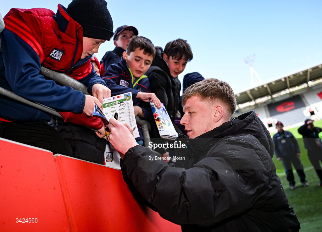 12 April 2026; Dara Sheedy of Cork signs autographs for supporters after the Munster GAA Football Senior Championship quarter-final match between Cork and Limerick at SuperValu Páirc Uí Chaoimh in Cork. Photo by Brendan Moran/Sportsfile