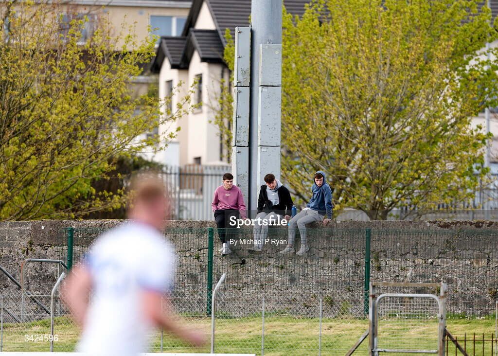 12 April 2026; Spectators watch on from a near by wall during the Munster GAA Football Senior Championship quarter-final match between Waterford and Tipperary at Cappoquin Logistics Fraher Field in Waterford. Photo by Michael P Ryan/Sportsfile