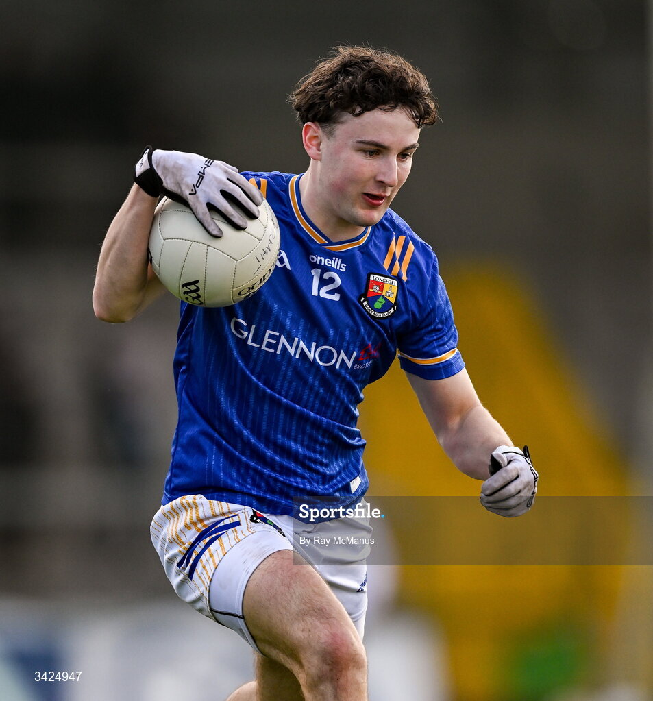 12 April 2026; Daniel Reynolds of Longford during the Leinster GAA Football Senior Championship Round 1 match between Longford and Westmeath at Glennon Bros Pearse Park in Longford. Photo by Ray McManus/Sportsfile