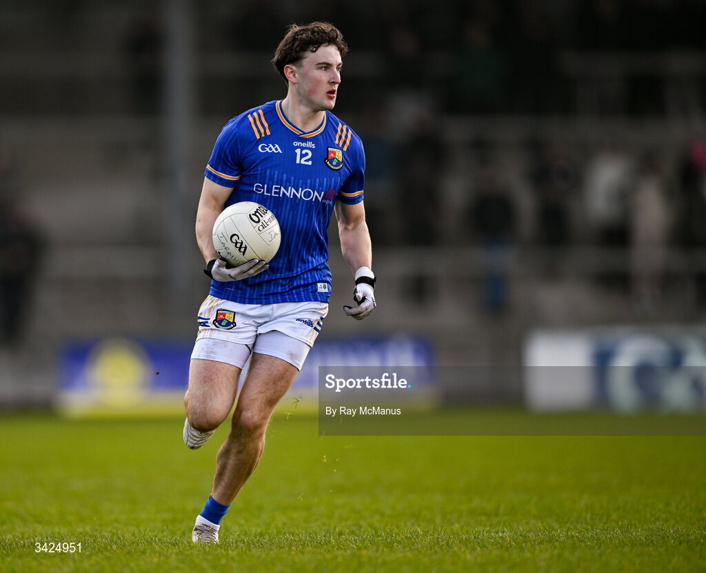 12 April 2026; Daniel Reynolds of Longford during the Leinster GAA Football Senior Championship Round 1 match between Longford and Westmeath at Glennon Bros Pearse Park in Longford. Photo by Ray McManus/Sportsfile