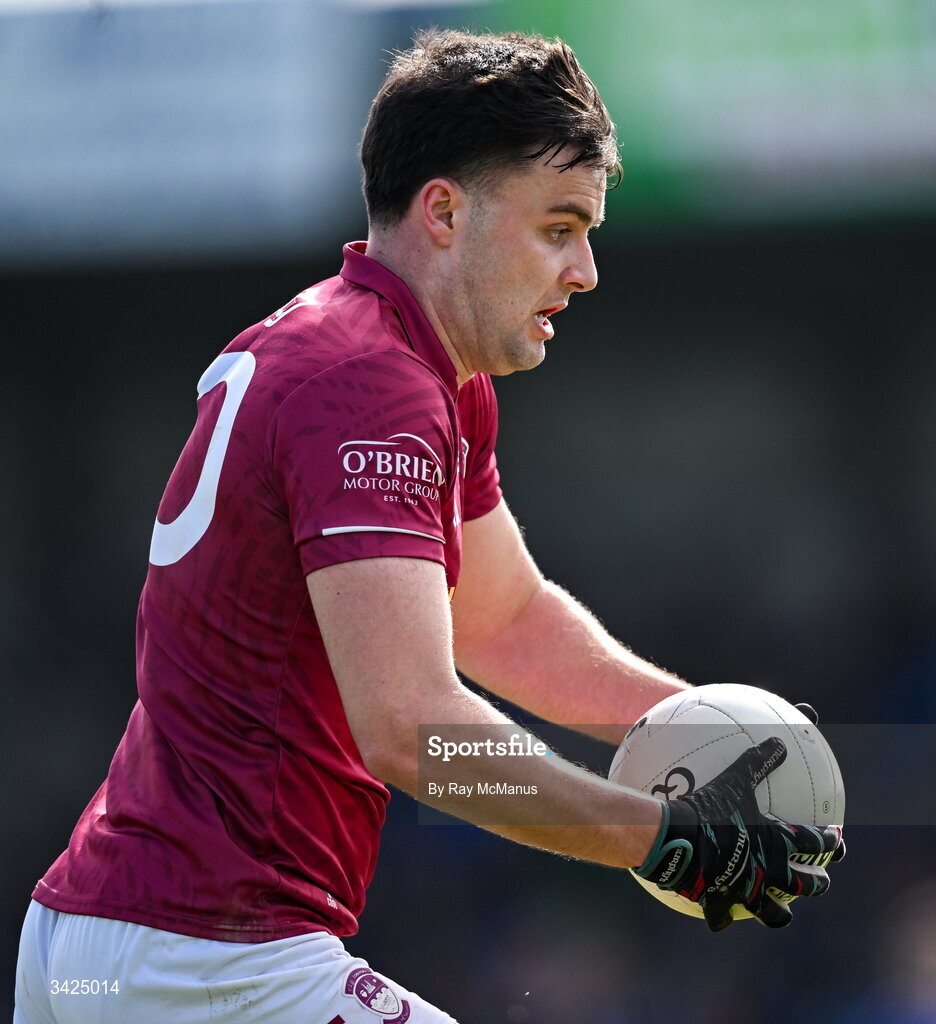 12 April 2026; Kevin O'Sullivan of Westmeath during the Leinster GAA Football Senior Championship Round 1 match between Longford and Westmeath at Glennon Bros Pearse Park in Longford. Photo by Ray McManus/Sportsfile