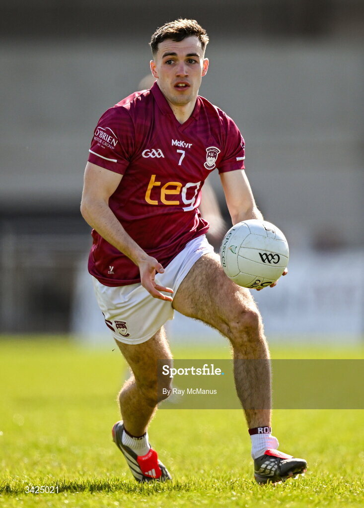 12 April 2026; Matthew Whittaker of Westmeath during the Leinster GAA Football Senior Championship Round 1 match between Longford and Westmeath at Glennon Bros Pearse Park in Longford. Photo by Ray McManus/Sportsfile