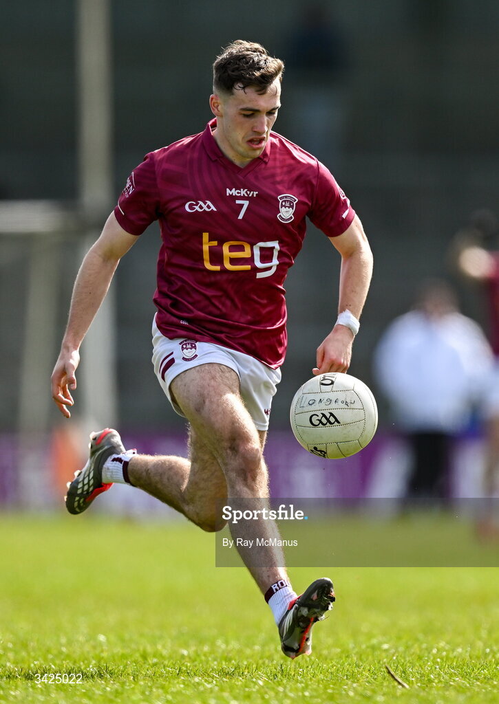 12 April 2026; Matthew Whittaker of Westmeath during the Leinster GAA Football Senior Championship Round 1 match between Longford and Westmeath at Glennon Bros Pearse Park in Longford. Photo by Ray McManus/Sportsfile