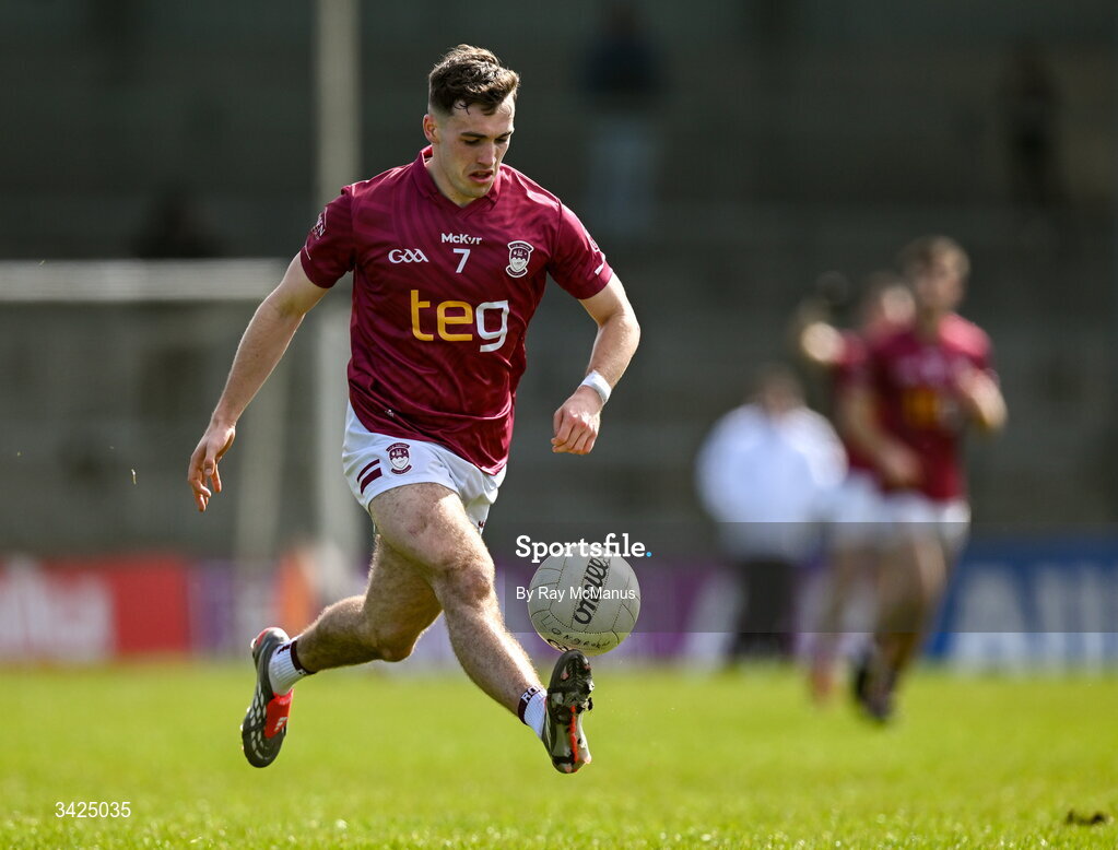 12 April 2026; Matthew Whittaker of Westmeath during the Leinster GAA Football Senior Championship Round 1 match between Longford and Westmeath at Glennon Bros Pearse Park in Longford. Photo by Ray McManus/Sportsfile
